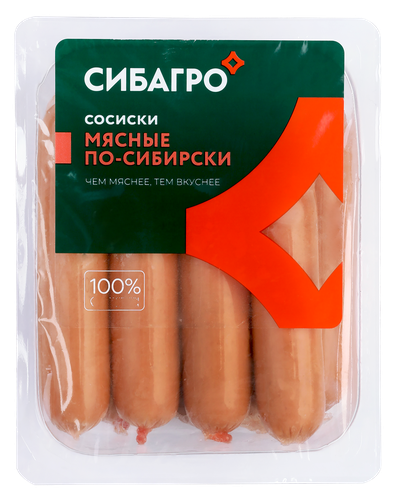 Сосиски СИБАГРО Мясные По-сибирски, 400г, детальное фото