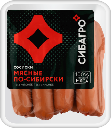 Сосиски СИБАГРО Мясные По-сибирски, 400г, фото