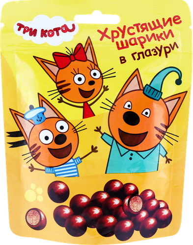 Хрустящие шарики ТРИ КОТА в шоколадной глазури, 75г, фото