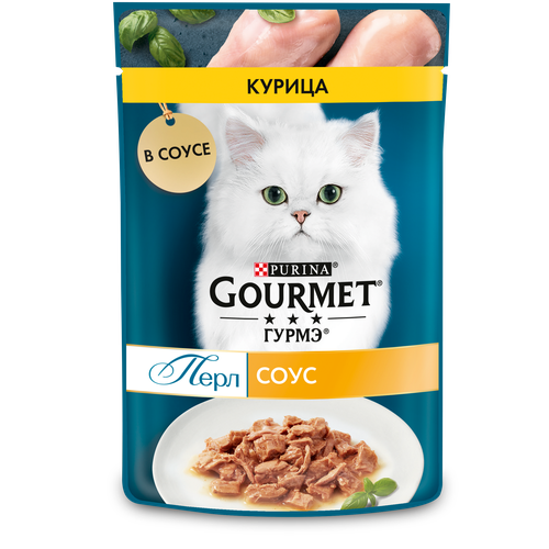 Корм консервированный для взрослых кошек ГУРМЭ Перл Нежное филе с курицей в соусе, 75г, фото