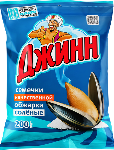 Семечки подсолнечника ДЖИНН Солнечный Великан, жареные соленые, 200г, крупный план