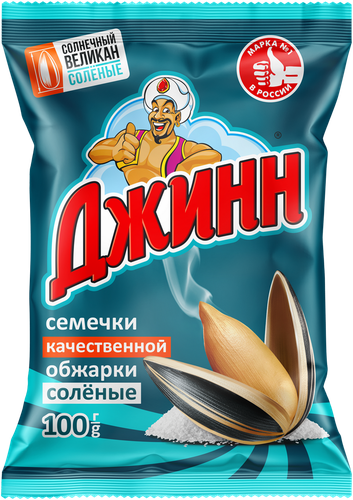 Семечки подсолнечные ДЖИНН Солнечный великан, обжаренные соленые, 100г, вид