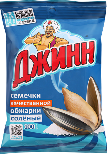 Семечки подсолнечные ДЖИНН Солнечный великан, обжаренные соленые, 100г, вид