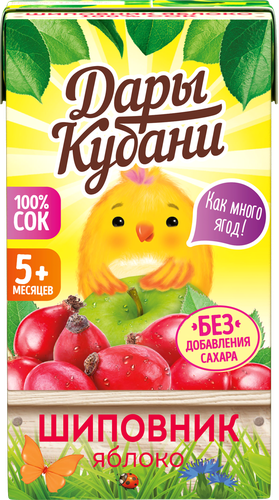 Сок фруктово-ягодный ДАРЫ КУБАНИ Яблоко и шиповник, с 5 месяцев, 125мл, вид