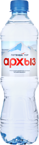 Вода минеральная ЛЕГЕНДА ГОР АРХЫЗ природная столовая негазированная, 0.5л, крупный план