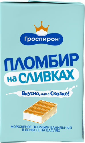Мороженое ГРОСПИРОН Пломбир на сливках 15%, без змж, сэндвич, 90г, фотография