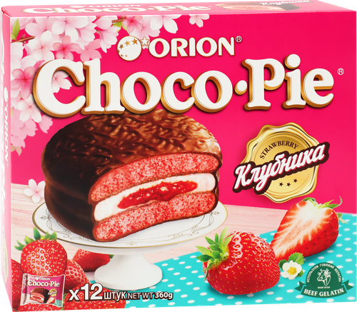 Бисквит ORION Choco Pie Strawberry, 360г, фотография