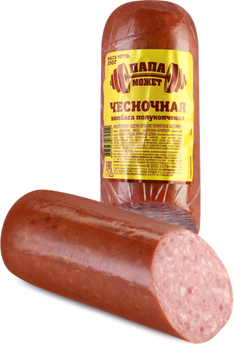 Колбаса полукопченая ПАПА МОЖЕТ Чесночная, категория В, 350г, картинка