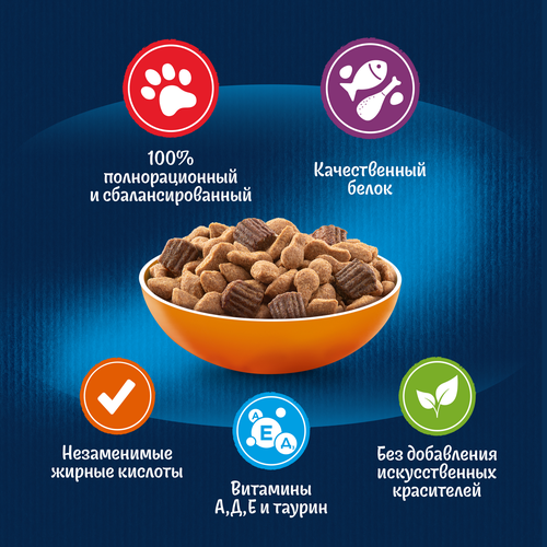 Корм сухой для взрослых кошек FELIX Двойная вкуснятина с птицей, 1,3кг, фотография