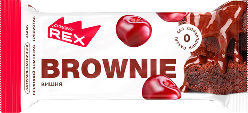 Пирожное протеиновое PROTEINREX Brownie, вишневое, 50г, картинка
