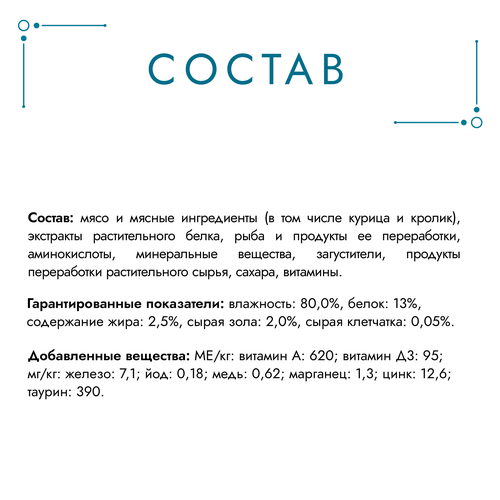 Корм консервированный для взрослых кошек ГУРМЭ Perle Курица и кролик в  соусе, 75г, изображение