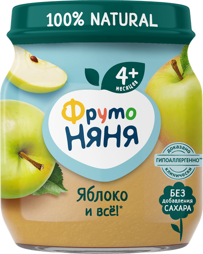 Пюре фруктовое ФРУТОНЯНЯ Яблоко, с 4 месяцев, 100г, фотография