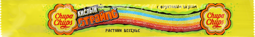 Мармелад экструдированный CHUPA CHUPS Страйпс с фруктовым вкусом, 10,5г, крупный план