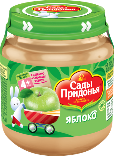 Пюре фруктовое САДЫ ПРИДОНЬЯ Яблоко, с 4 месяцев, 120г, изображение