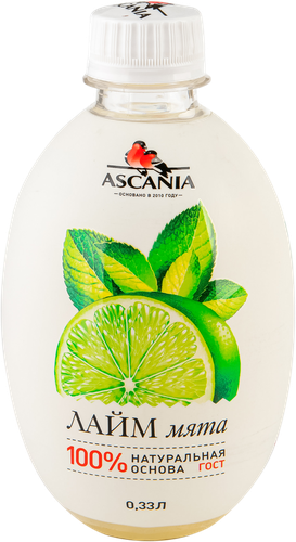 Напиток ASCANIA Лайм, мята газированный, 0.33л, фотография