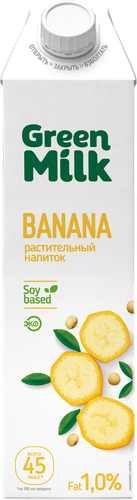 Напиток соевый GREEN MILK со вкусом банана, 1000мл, детальное фото