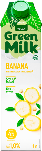 Напиток соевый GREEN MILK со вкусом банана, 1000мл, фото
