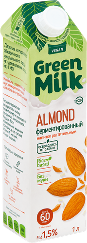 Напиток ячменно-нутовый GREEN MILK Миндаль, 1000мл, изображение