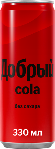Напиток ДОБРЫЙ Кола без сахара сильногазированный, 0.33л, картинка