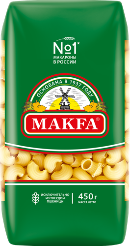 Макароны MAKFA Улитки высший сорт, 450г, фото