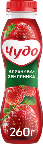 Йогурт питьевой ЧУДО Клубника, земляника 1,9%, без змж, 260г, фото