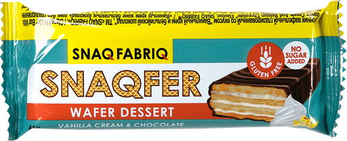 Батончик вафельный SNAQ FABRIQ со вкусом ванильный крем и бельгийский шоколад, глазированный, 45г, картинка