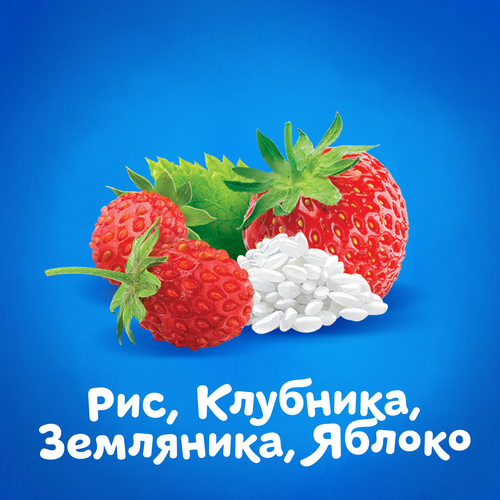 Каша рисовая детская АГУША Укрепляй-ка, молочная с клубникой, земляникой и яблоком 2,7%, с 6 месяцев, 200мл, картинка