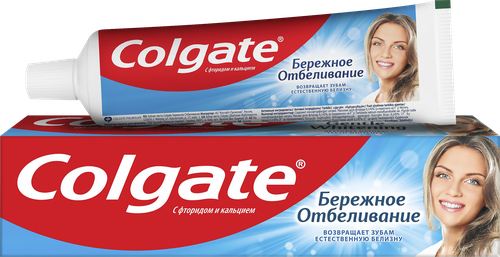Зубная паста COLGATE Бережное отбеливание, с фтором и кальцием, 100мл, изображение