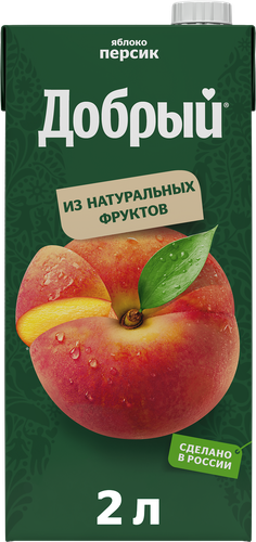 Напиток сокосодержащий ДОБРЫЙ Яблочно-персиковый, 2л, детальное фото