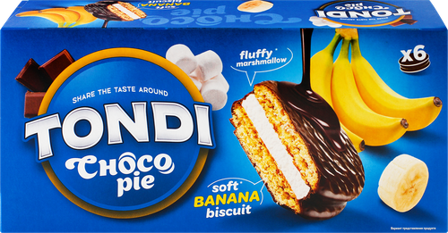 Печенье TONDI Choco Pie банановое, глазированное, 180г, фото