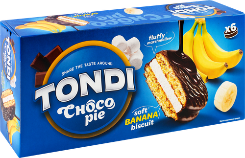 Печенье TONDI Choco Pie банановое, глазированное, 180г, вид
