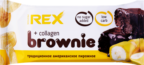 Пирожное протеиновое PROTEINREX Брауни банановый, с коллагеном, 50г, детальное фото