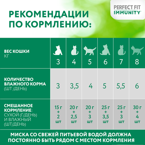 Корм консервированный для взрослых кошек PERFECT FIT Иммунитет с говядиной в желе с добавлением льна, 75г, крупный план
