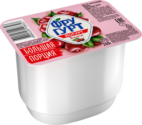 Йогурт ФРУГУРТ Вишня 2%, без змж, 240г, крупный план