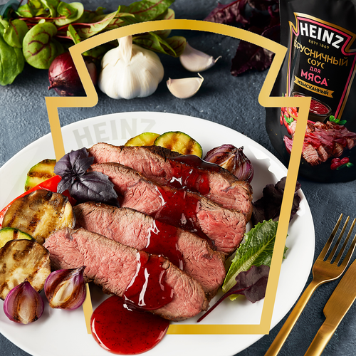 Соус деликатесный HEINZ Брусничный, 200г, крупный план