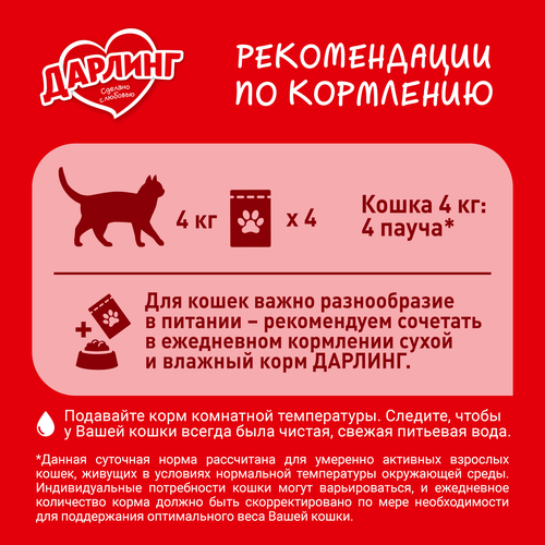 Корм влажный для взрослых кошек ДАРЛИНГ с курицей в подливе, 75г, фотография