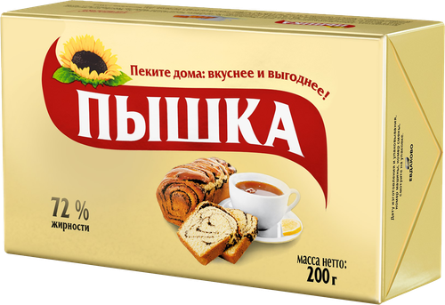 Маргарин ПЫШКА Для выпечки 72%, 200г, фото