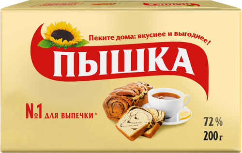 Маргарин ПЫШКА Для выпечки 72%, 200г, картинка