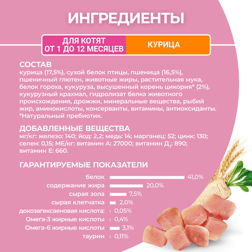 Корм сухой для котят PURINA ONE Kitten с курицей и цельными злаками, 200г, детальное фото