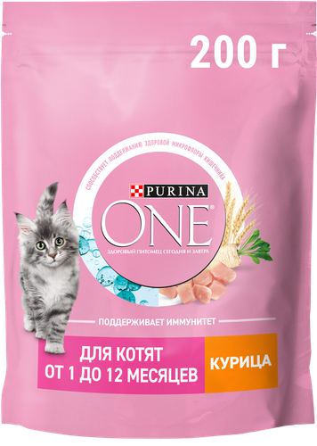 Корм сухой для котят PURINA ONE Kitten с курицей и цельными злаками, 200г, фото