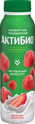 Биойогурт питьевой АКТИБИО Клубника, земляника 1,5%, без змж, 260г, вид