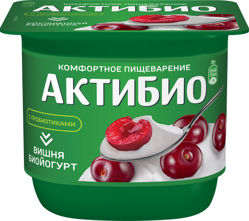 Биойогурт АКТИБИО Вишня 2,9%, без змж, 130г, детальное фото