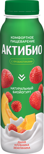 Биойогурт питьевой АКТИБИО Дыня, клубника, земляника 1,5%, без змж, 260г, изображение