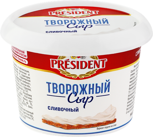 Сыр творожный PRESIDENT Сливочный, без змж, 140г, картинка