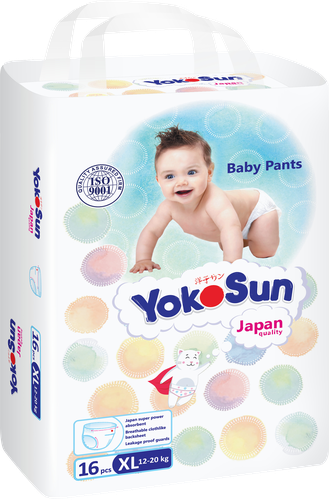 Подгузники-трусики детские YOKOSUN XL 12–20кг, 16шт, фотография