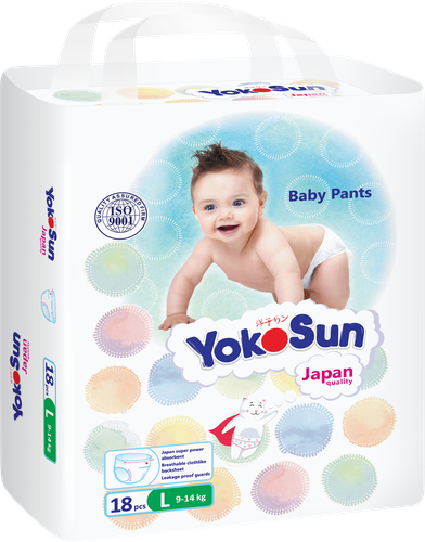 Подгузники-трусики детские YOKOSUN L 9–14кг, 18шт, детальное фото