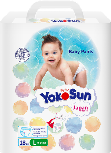 Подгузники-трусики детские YOKOSUN L 9–14кг, 18шт, картинка