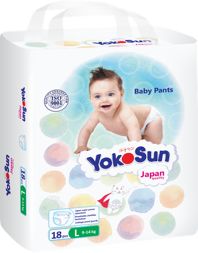 Подгузники-трусики детские YOKOSUN L 9–14кг, 18шт, изображение