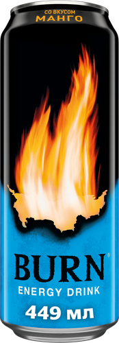 Напиток энергетический BURN Манго сильногазированный, 0.449л, фотография
