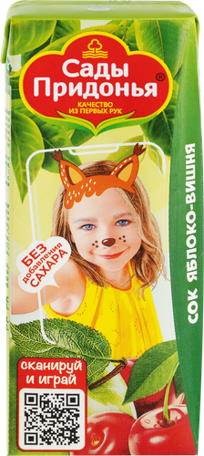 Сок САДЫ ПРИДОНЬЯ Яблоко, вишня, с 5 месяцев, 200мл, фото